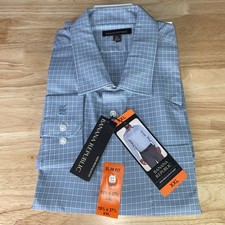 NWT Mens BANANA REPUBLIC Blue Check Non Iron Slim Fit Dress Shirt XXL