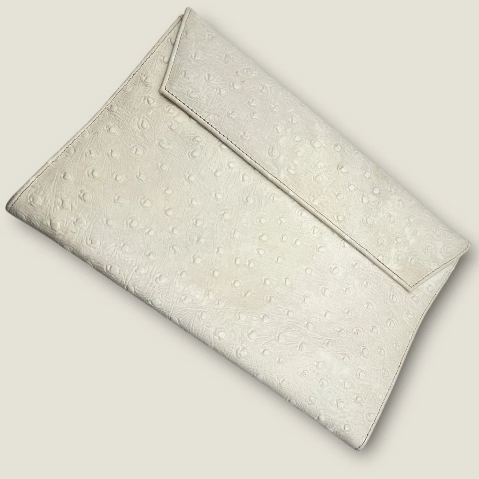 Cartera sin asas vintage original de Caprice imitación cuero avestruz crema Foto 2 de 4