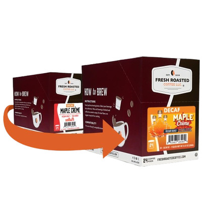Fresh Roasted Coffee, Decaf Maple Crème, Flavored Coffee Pods, 24 Count
