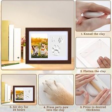 Pet Memorial Frame for Dogs Cats Pet Paw Print Photo Frame with Clay Imprint Kit