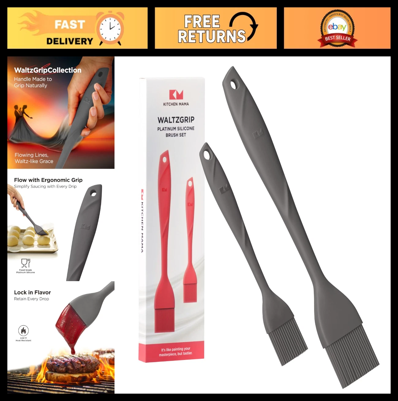 Set of 2 Heat-Resistant Silicone Basting Brushes for Cooking, Baking & Grilling
Opens in a new windo