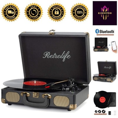 Elegant Vintage Suitcase Record Player - Bluetooth & 3-Speeds for Music Lovers