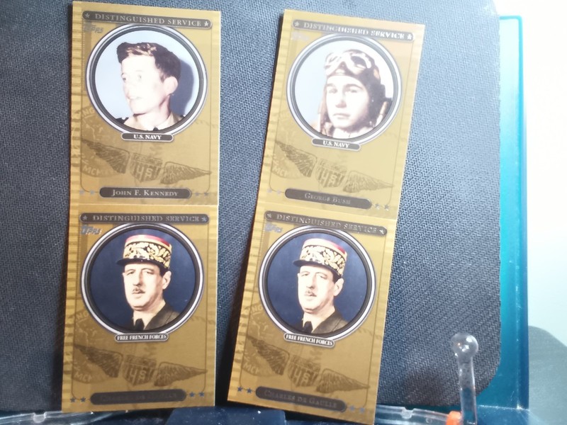 2007 topps distinguished service lot of 4 Kennedy,Bush & 2 De Gaulle NR.MINT