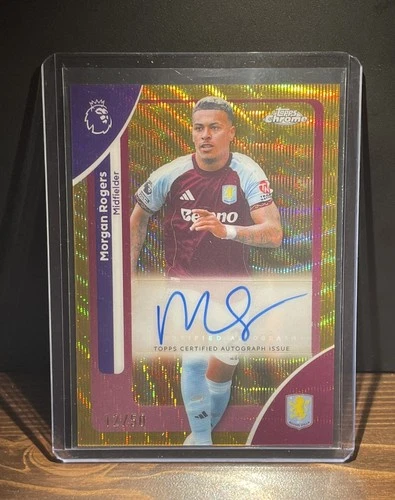 2026 Topps Chrome Premier League Morgan Rogers Auto Gold Wave 12/50 Aston Villa
