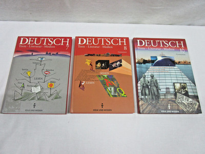 3 Schulbücher Deutsch Klasse 7, 8, 10 Gymnasium - Volk & Wissen 1996, 1999