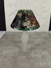 Vintage Joan Baker Tiffany Style Cats Stained Glass Painted Candle Holder 2001