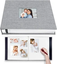 Large Photo Album Self Adhesive with Picture Display 11"x10.6" 40Pages Grey New