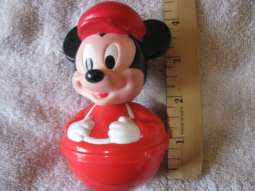 plastic rolly polly mickey mouse 4" high vintage cl23-24