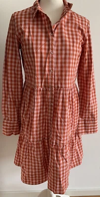 Y.A.S HEMDBLUSEN KLEID IN ROSTROT DUNKELROT-ORANGE ROSA KARIERT GR.M NEUWERTIG - Bild 1 von 4