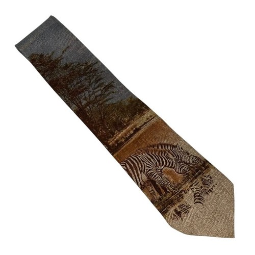 Ralph Lauren POLO Necktie SAFARI ZEBRA Print Design RED 100% SILK Made in USA - Picture 2 of 5