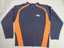 Reebok NFL Denver Broncos Large Men Pullover Sweatshirt Blue Orange Long Sleeve