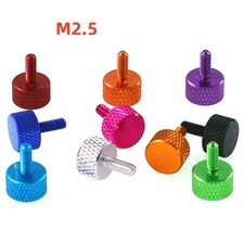 Aluminium Knurled Thumb Screw Metric Flat Head Thumbscrew Bolt coloured M2.5