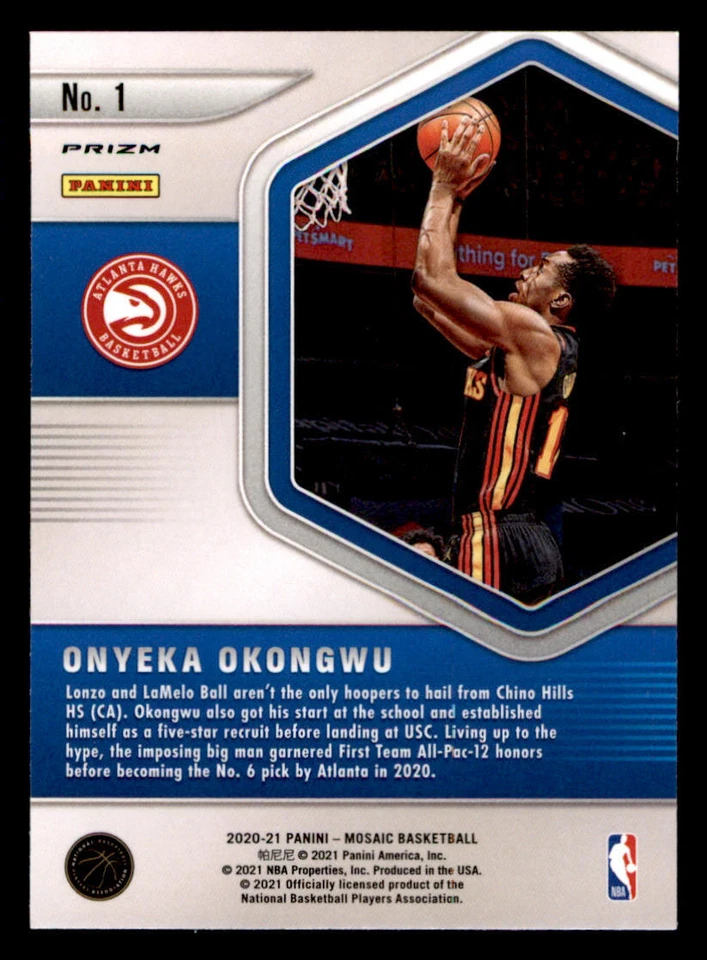 2020-21 Panini Mosaic Blue Chips #1 Onyeka Okongwu - Image 2 of 2