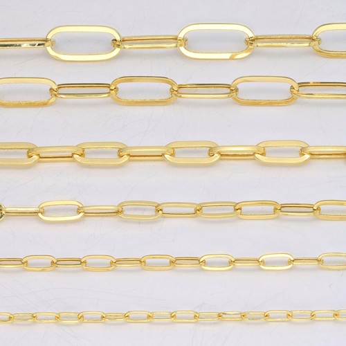 14k Yellow Gold Paperclip 2mm-7mm Chain Bracelet Necklace Mens Womens 7"-24" - Picture 67 of 72