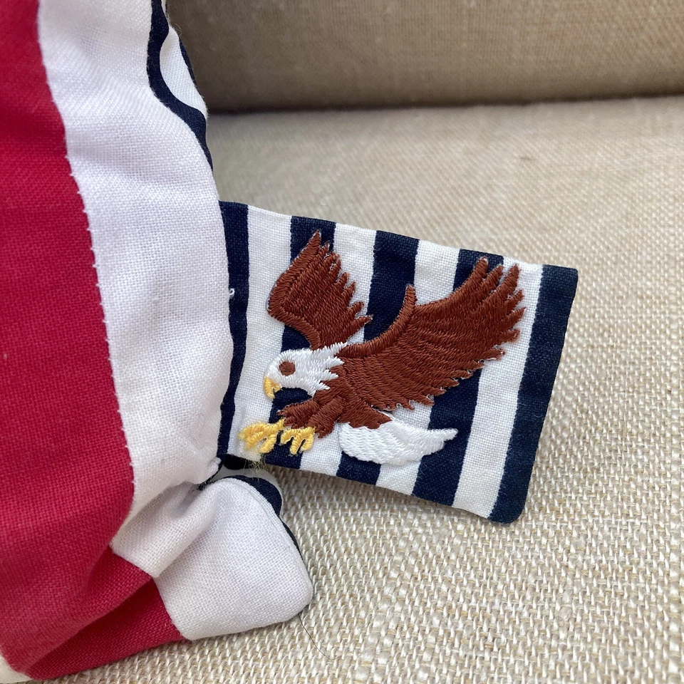 Unique USA Quilt Pillow Large Handmade Quilted Patriotic Lumbar 27” Red Blue - Image 4 of 4