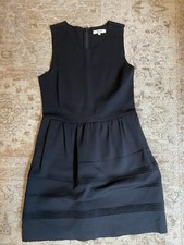 Madewell Black Fit And Flare Sleeveless Dress Women's Sz M Raw Hem Pleated Zip