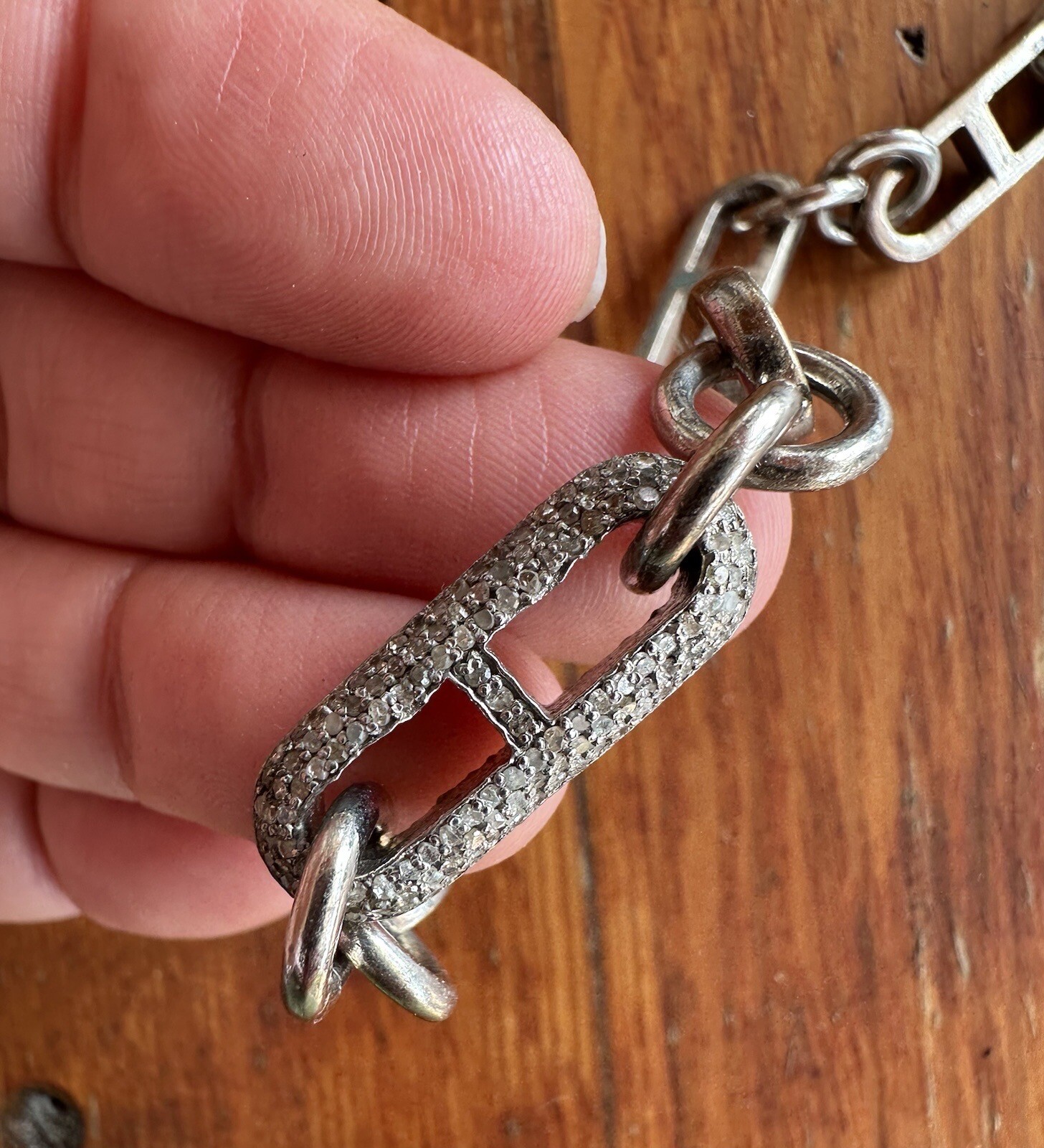 Diamond link Statement sterling silver Custom cha… - image 4