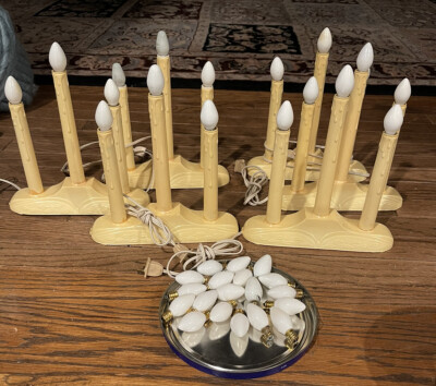 6 Vintage 3-Light Window Or Table Christmas Wax Drip Design Candolier Plus Xtra