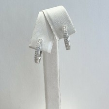 14K White Gold Cubic Zirconia Hinged Hoop Earrings - JG16