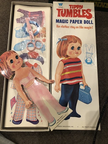 Whitman Tippy Tumbles Magic Paper Doll  4760  Clothes Sta on like magic Uncut!!!
