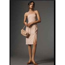 By Anthropologie Pink Strapless Side-Slit Dress Small NWT
