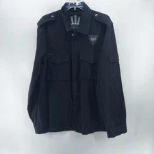 mada jacket men size large black military style urban classic polyester