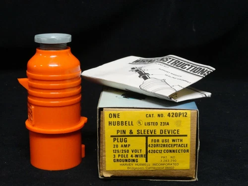 HUBBELL ~ Pin & Sleeve Device PLUG ~ 420P12 ~ 20A ~ 250V ~ 3 Pole ~ 4 Wire NIB