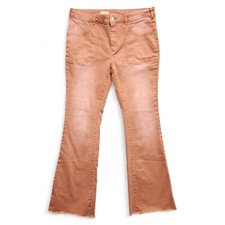 Anthropologie Pilcro Jeans Womens 32 Bronze High Rise Flare Leg Raw Hem Denim