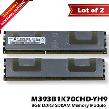 Lot of 2 Samsung M393B1K70CHD-YH9 8GB DDR3-1333 PC3-10600 2RX4 ECC 1.35V Memory