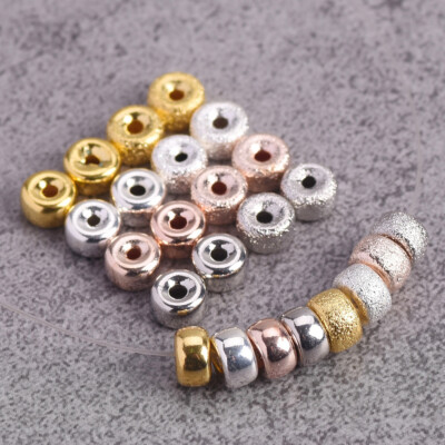 Rondell Gold/Silber 4/5/6/8/10mm Hohl Matte Messing Metall Lose Spacer Perlen