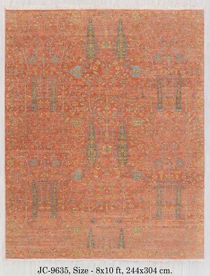 Rust Tree Cypress Style High Quality Soft Hand Spun Wool Hand Knotted Custom Rug