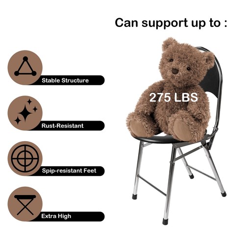 Black Portable Toilet Commode Chair Bedside Commodes Porta Potty with Backrest - Picture 3 of 8