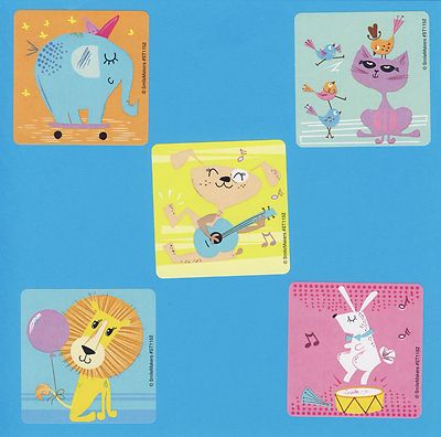 10 Playful Animals - Large Stickers - Elephant, Cat, Dog, Lion, Bunny Rabbit