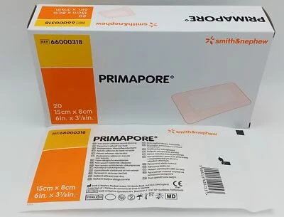 SMITH&NEPHEW Primapore 15cm x 8cm Adhesive Wound Dressings - Box of 20 - Sterile & Hypoallerg