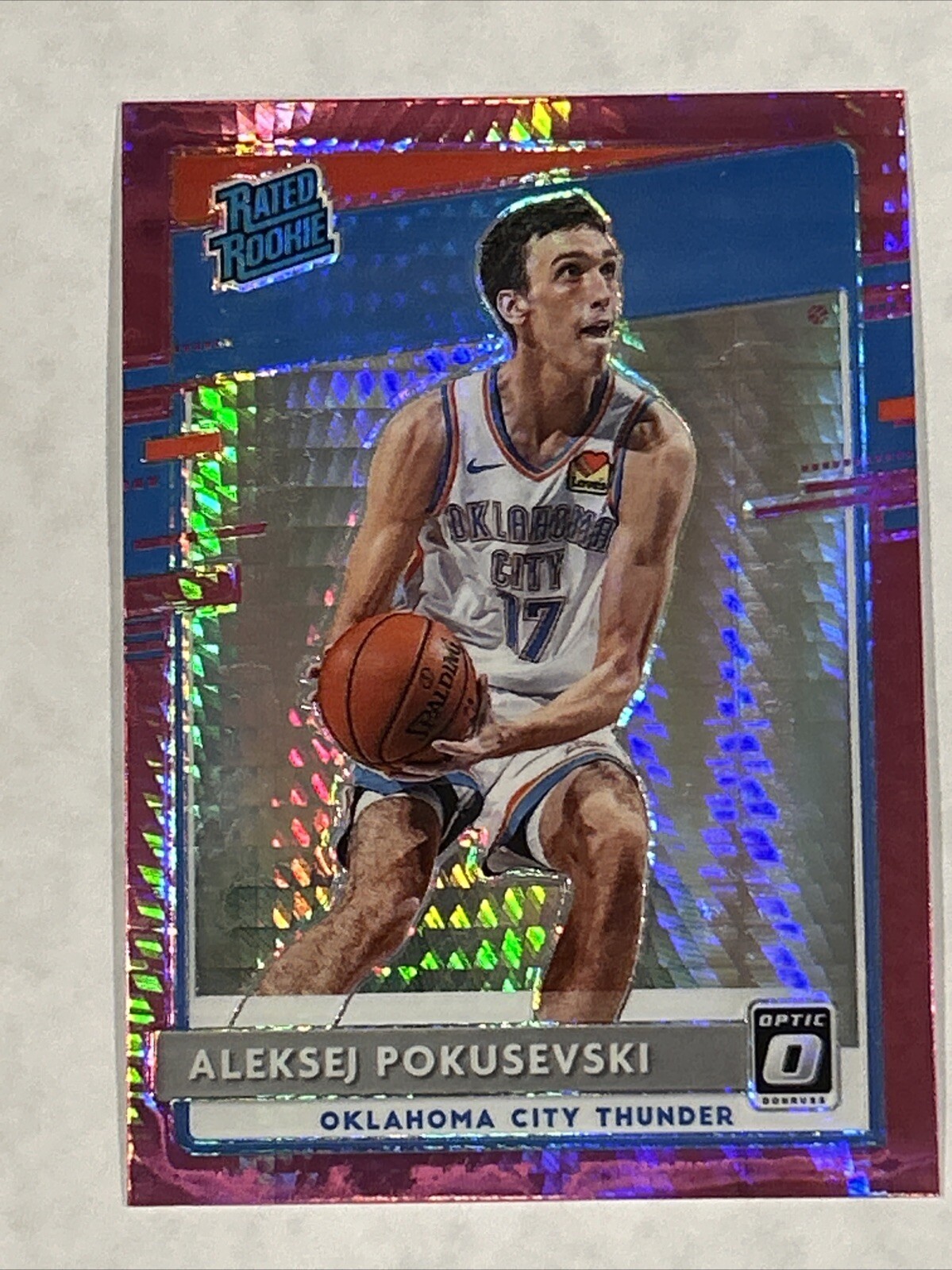 2020-21 Donruss Optic #167 Aleksej Pokusevski Pink Hyper Prizm Rated Rookie OKC