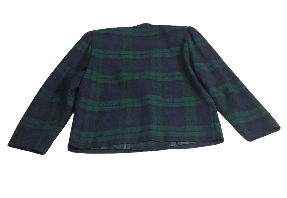 Vintage 90s Peter MacArthur & Co Blazer Jacket Womens 38 Green Tartan Plaid Wool - Image 2 of 4