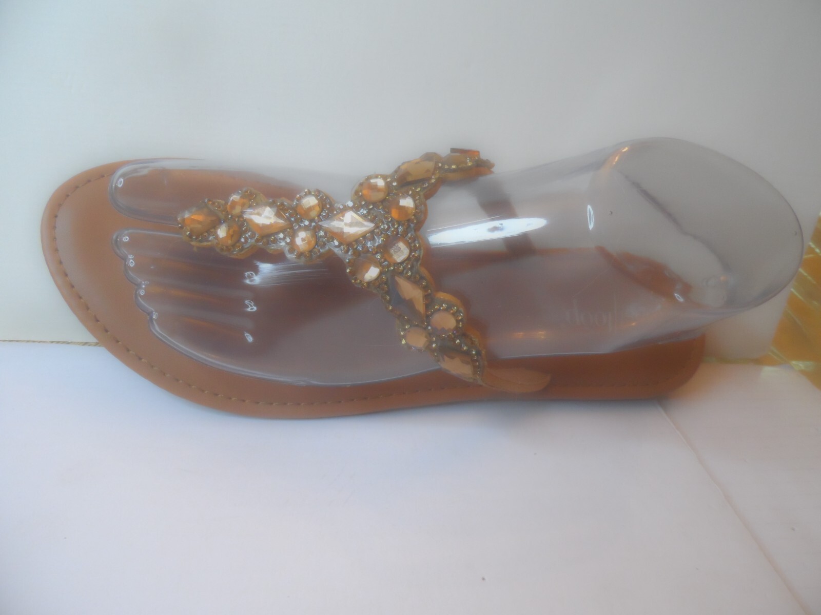 LOTTO Sandali con perizoma Westloop con tanti strass marrone abbronzatura taglia 7 8. Nuovo.