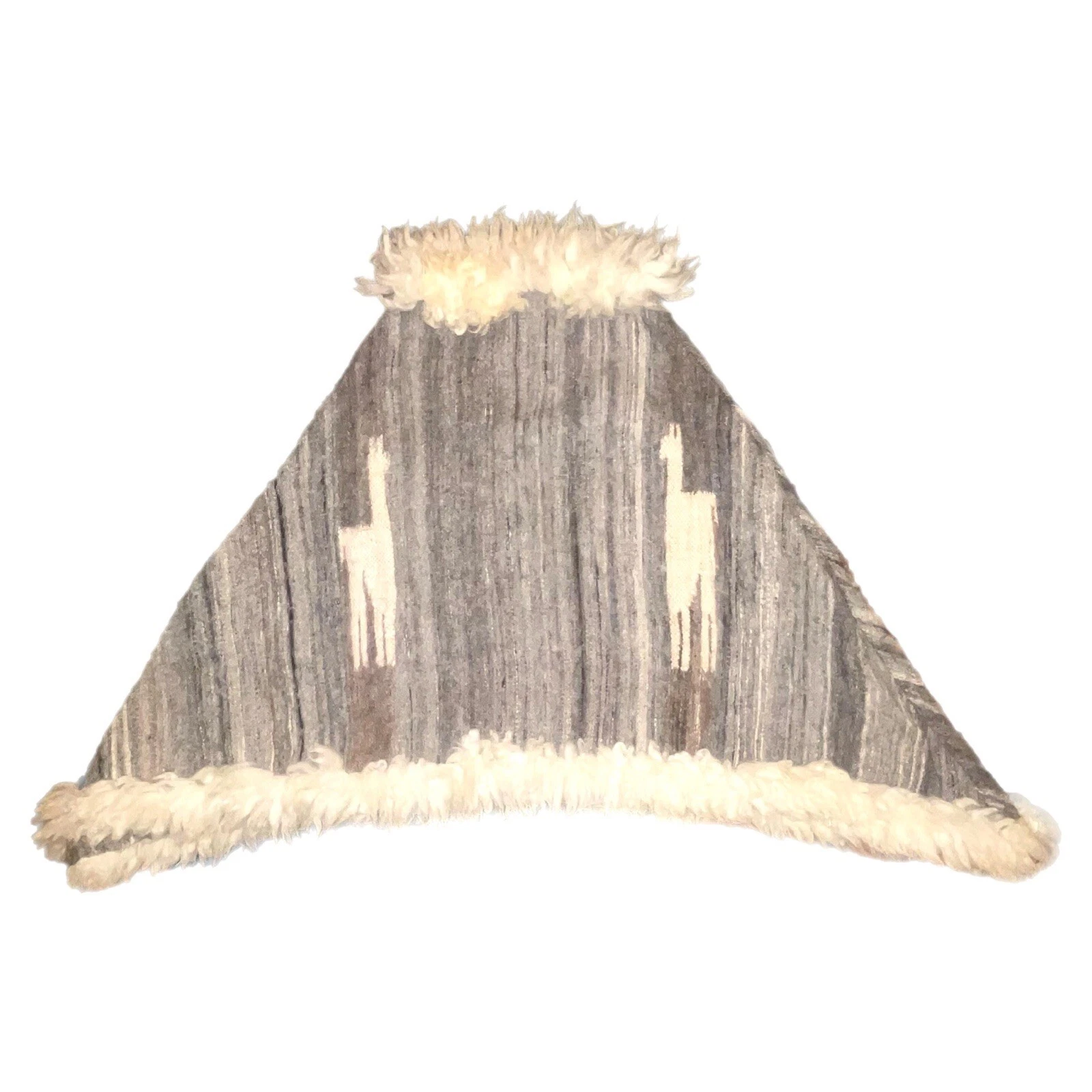 VTG Womens Alpaca Wool Peruvian Knit Cape Shawl Handmade Pullover Poncho Gray