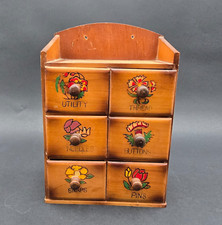 Vintage Enesco Wood Sewing Box Organizer Cabi...