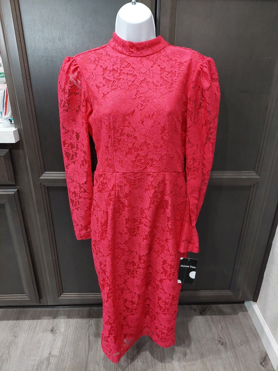 NEW Maison Tara Women's Hot Pink Lace Maxi Dress Size 4 Long Sleeve Slit Pencil | eBay NEW Maison Tara Women's Hot Pink Lace Maxi Dress Size 4 Long Sleeve Slit Pencil | eBay