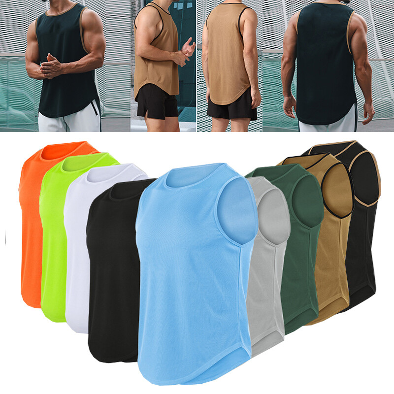 MMIC ♥ Tank top /追跡付 Men Sleeveless Solid Vest Tank Tops Sports Summer Casual T