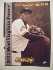 GIFT NGOEPE RARE RC 2011 WEST VIRGINIA POWER baseball card BLUE JAYS PIRATES SP