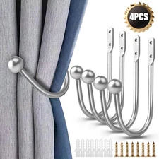 4Pcs Curtain Holdback Home Kitchen Curtains Holder Wall Mounted Drapery Tiebacks