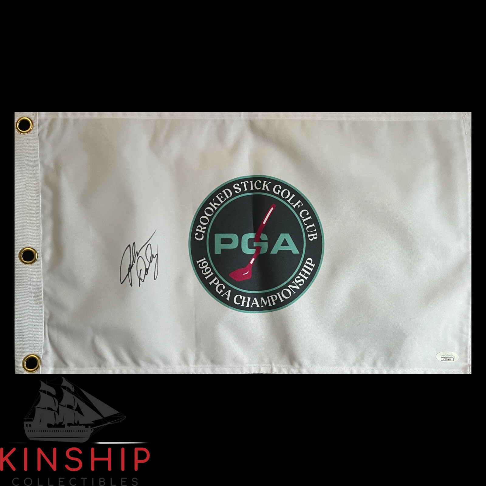 John Daly Autographed Signed 1991 PGA Championship Flag JSA COA Crooked Stick Golf Auto GQTY 