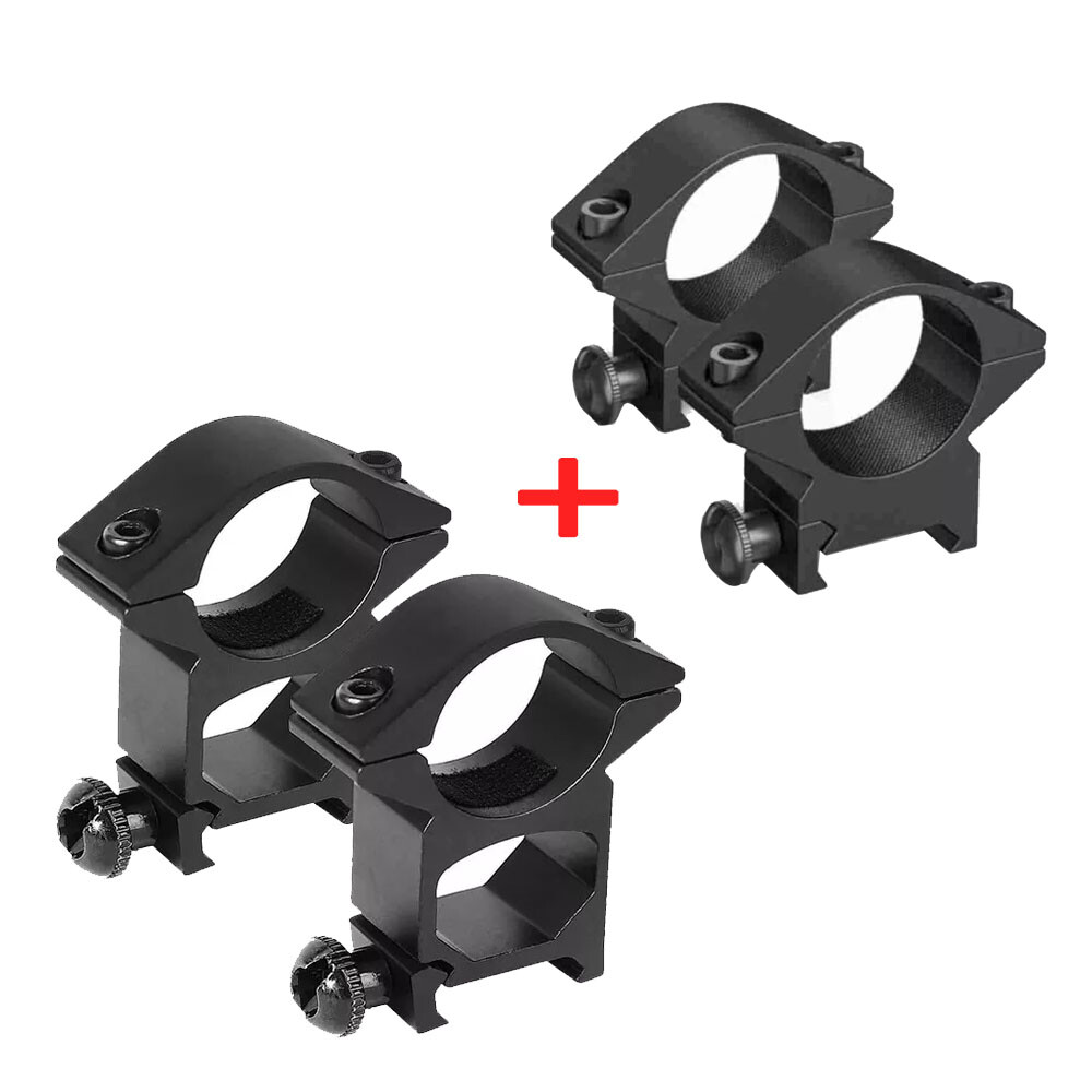 2-Pair Tactical Scope Rings Mount - High & Low Profile 25.4mm for Picatinny Rails - Secure & Durable Fit