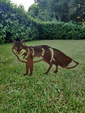 Metal Fox Garden Ornament Yard art Home Outdoor Decoration Painted or Rusted