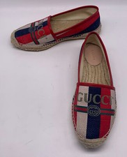Gucci Sylvie Red Blue Striped Espadrilles sz ...
