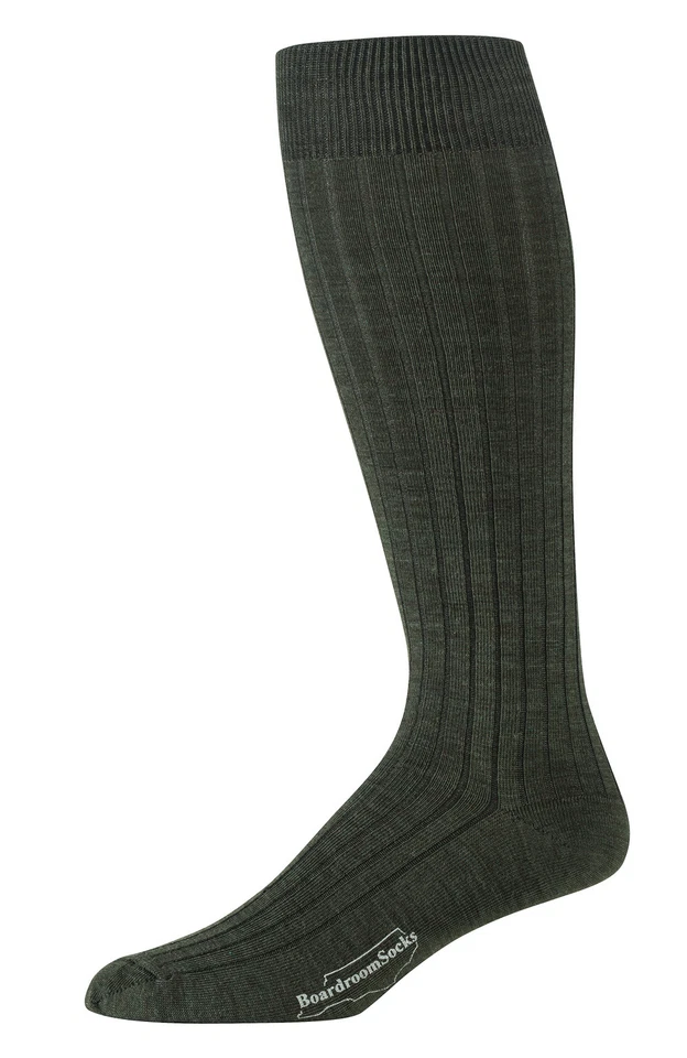 Calcetines de vestir para hombre sobre la pantorrilla, calcetines acanalados hasta la rodilla de lana merino Foto 3 de 4