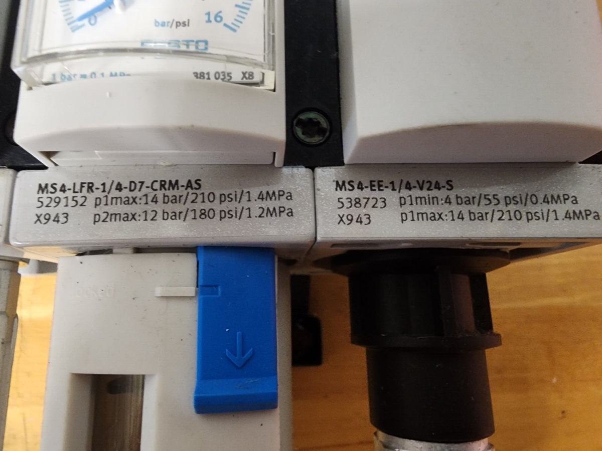 Filtre-régulateur Festo, Modèle MS4, Pression Max 210 Psi – Neuf Sans Emballage !