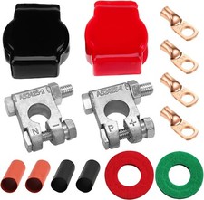 Military Spec Battery Terminal Top Post Kit with Cover, 4 Copper Lugs and Heatsh